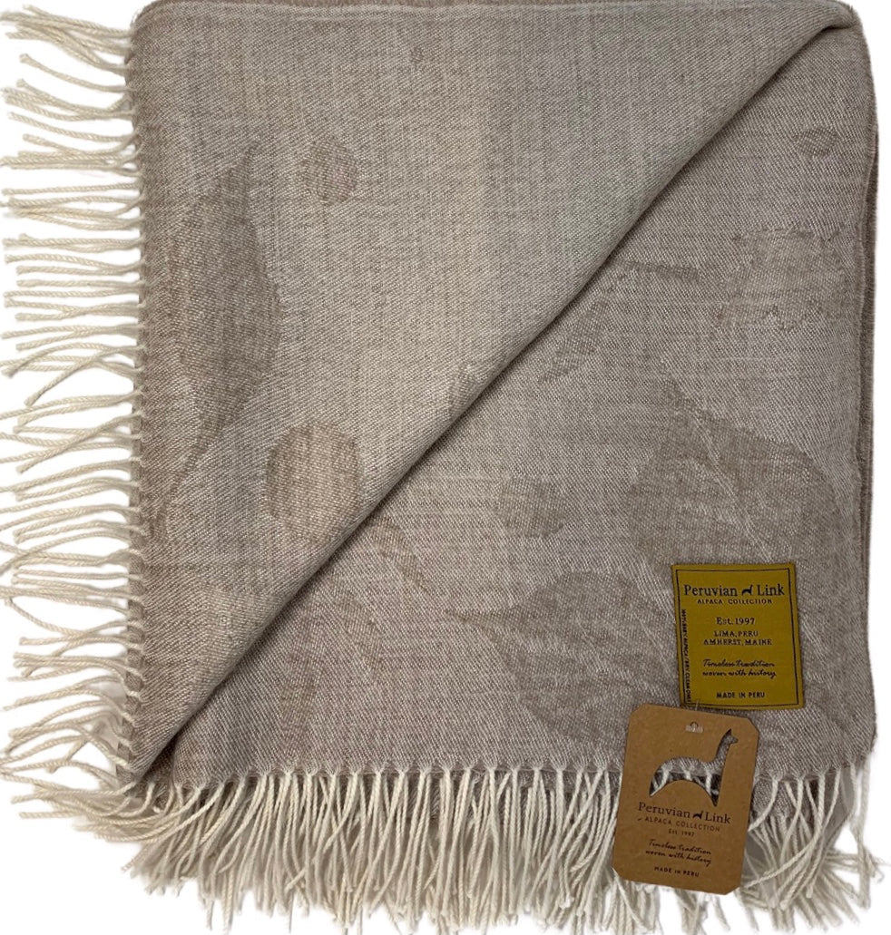 Maple Leaf Reversible Alpaca Throw, 100% baby alpaca, made in Peru.
