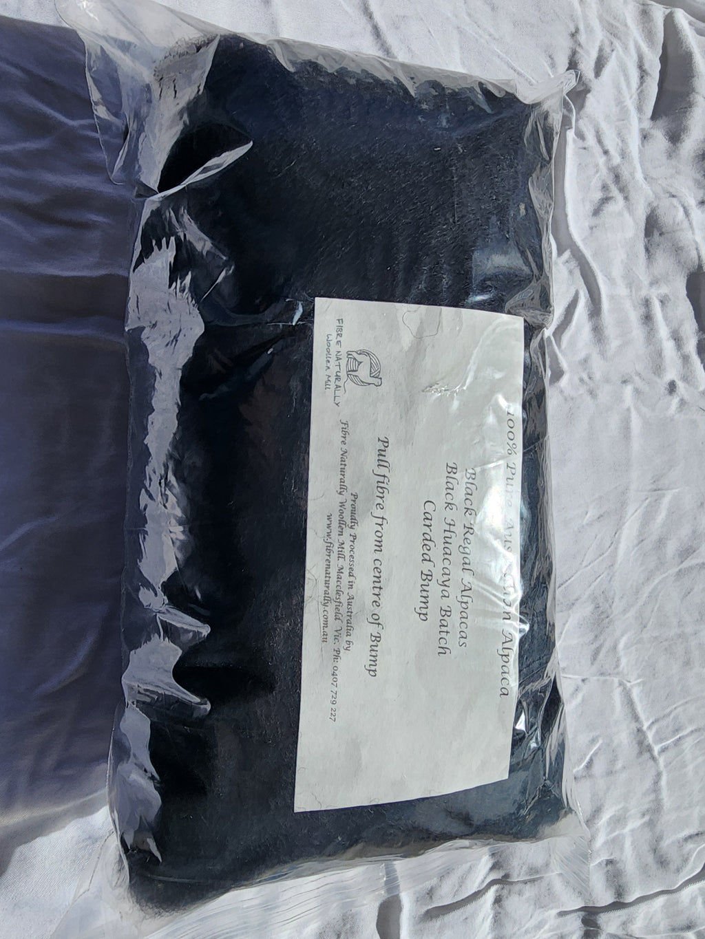 Black Regal Alpacas Natural Black Carded Bump