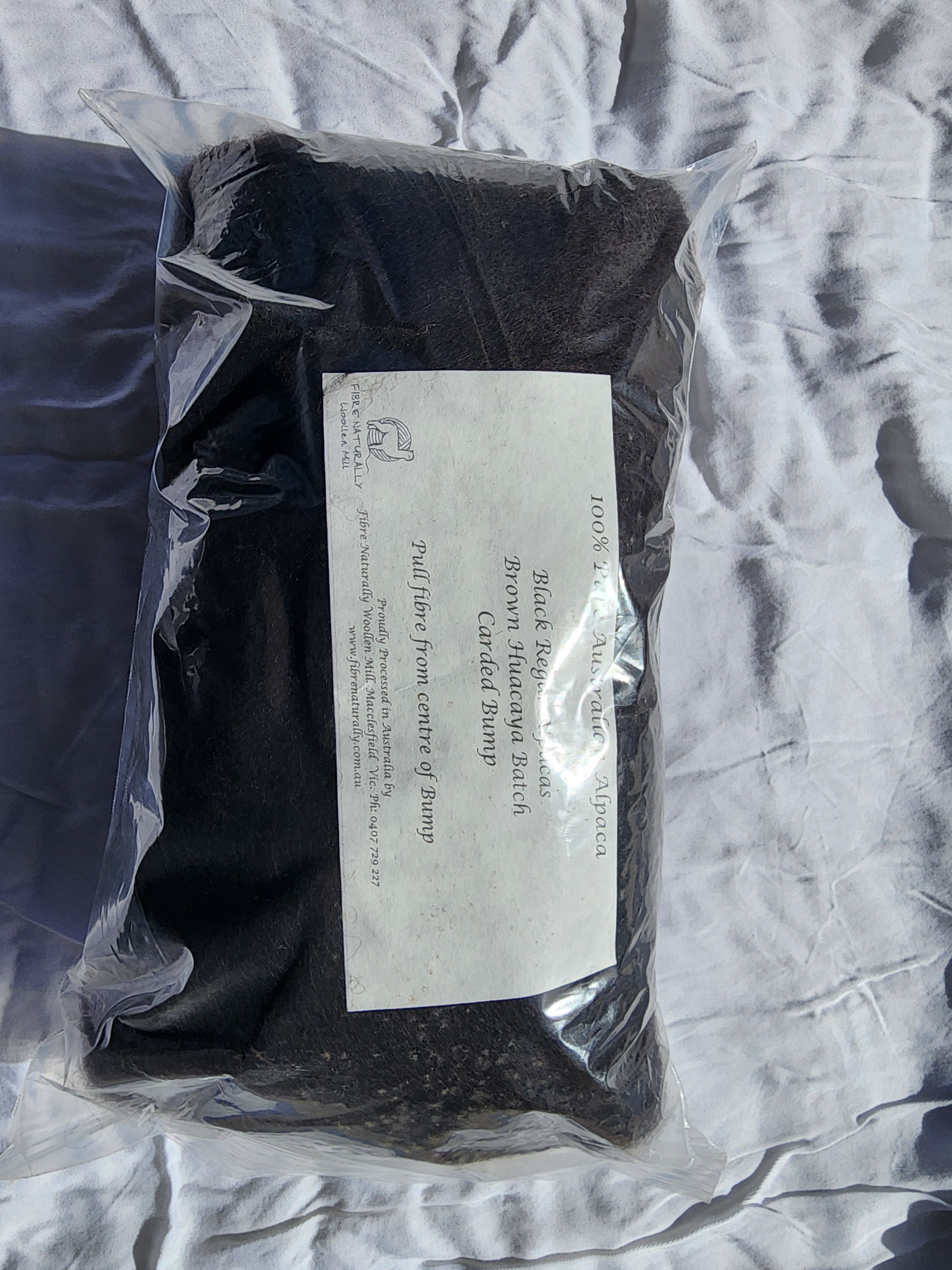 Black Regal Alpacas Natural Brown Carded Bumps