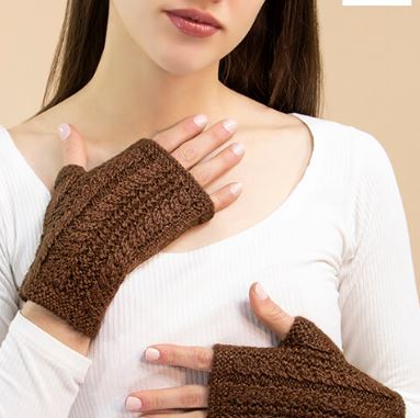Alpaca Cable Fingerless Gloves