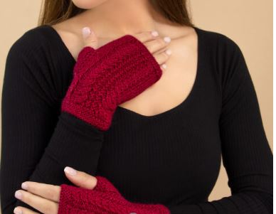 Alpaca Cable Fingerless Gloves