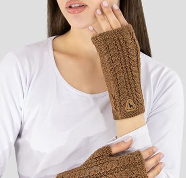 Alpaca Cable Fingerless Gloves
