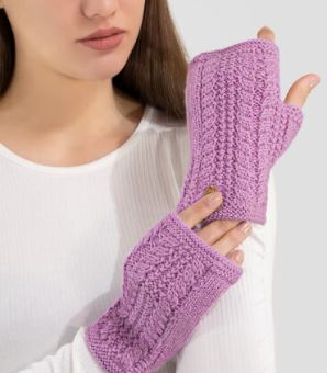 Alpaca Cable Fingerless Gloves