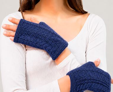 Alpaca Cable Fingerless Gloves