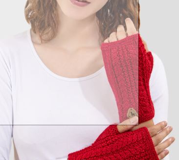 Alpaca Cable Fingerless Gloves