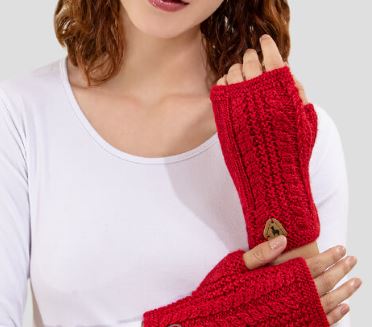 Alpaca Cable Fingerless Gloves
