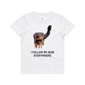 I Follow My Mum Everywhere Kids Tee — alpaca print on a kids' cotton tee