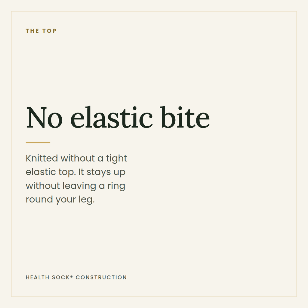 No elastic bite — a Health Sock top knitted without tight elastic