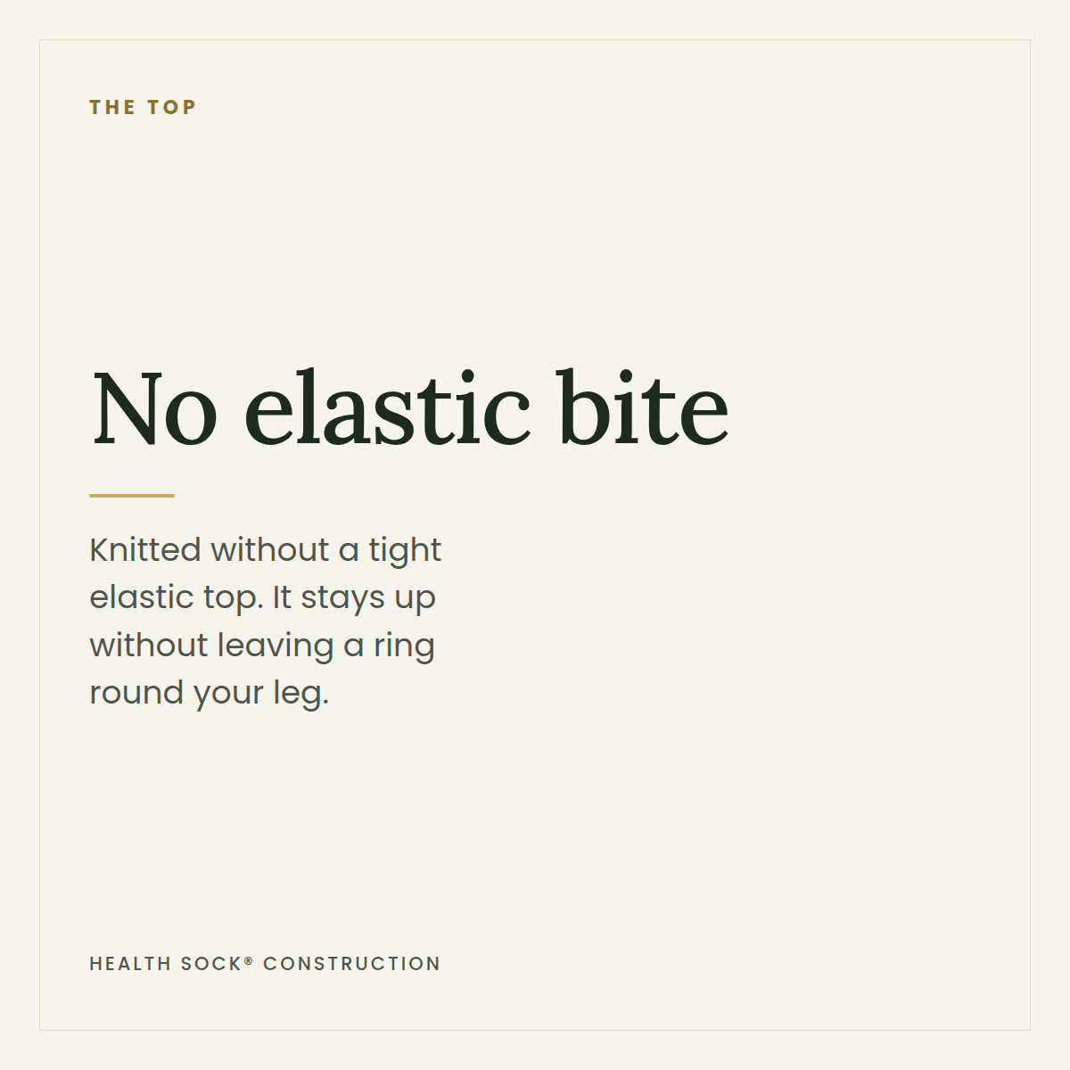 No elastic bite — a Health Sock top knitted without tight elastic