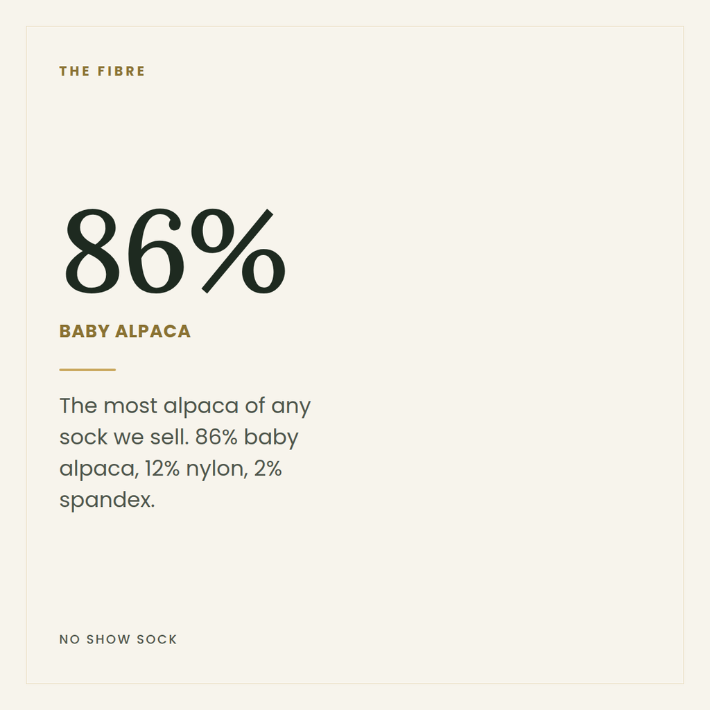 86% baby alpaca — the most alpaca of any sock we sell