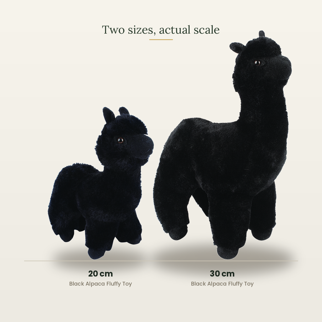 Size comparison at true scale — the 20cm toy beside the 30cm toy
